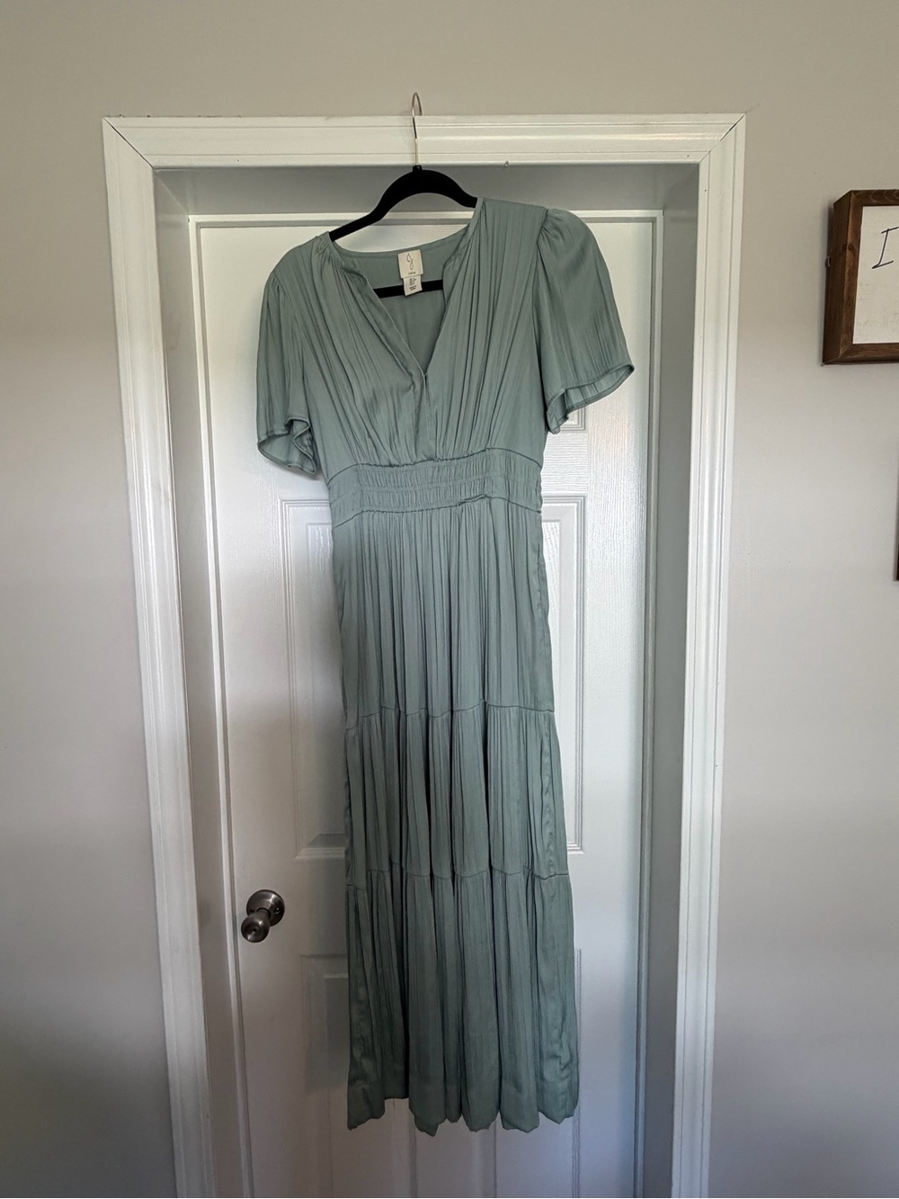 Joie Sage Green V-Neck Tiered Maxi Dress